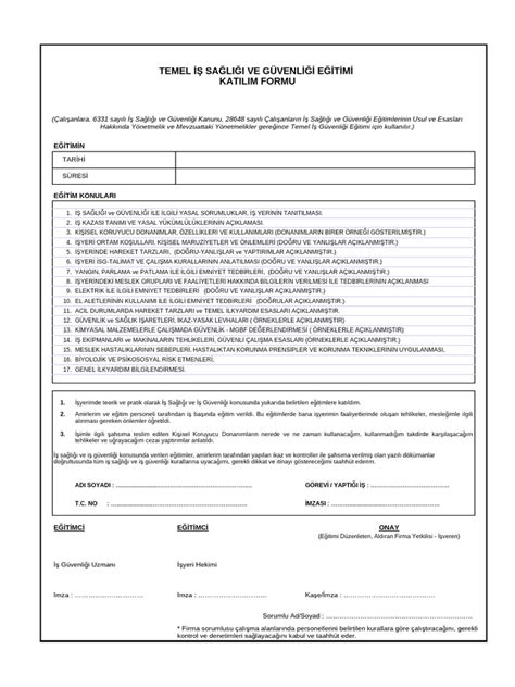 Yangın Eğitimi Katılım Formu Doldururken Dikkat Edilmesi Gerekenler