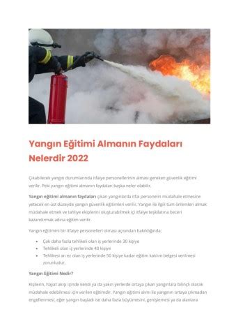 Yangın Eğitimi PDF’lerinin Önemi