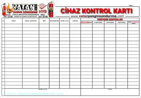 Yangın Tüpü Dolumu Sonrası Kontrol Listesi